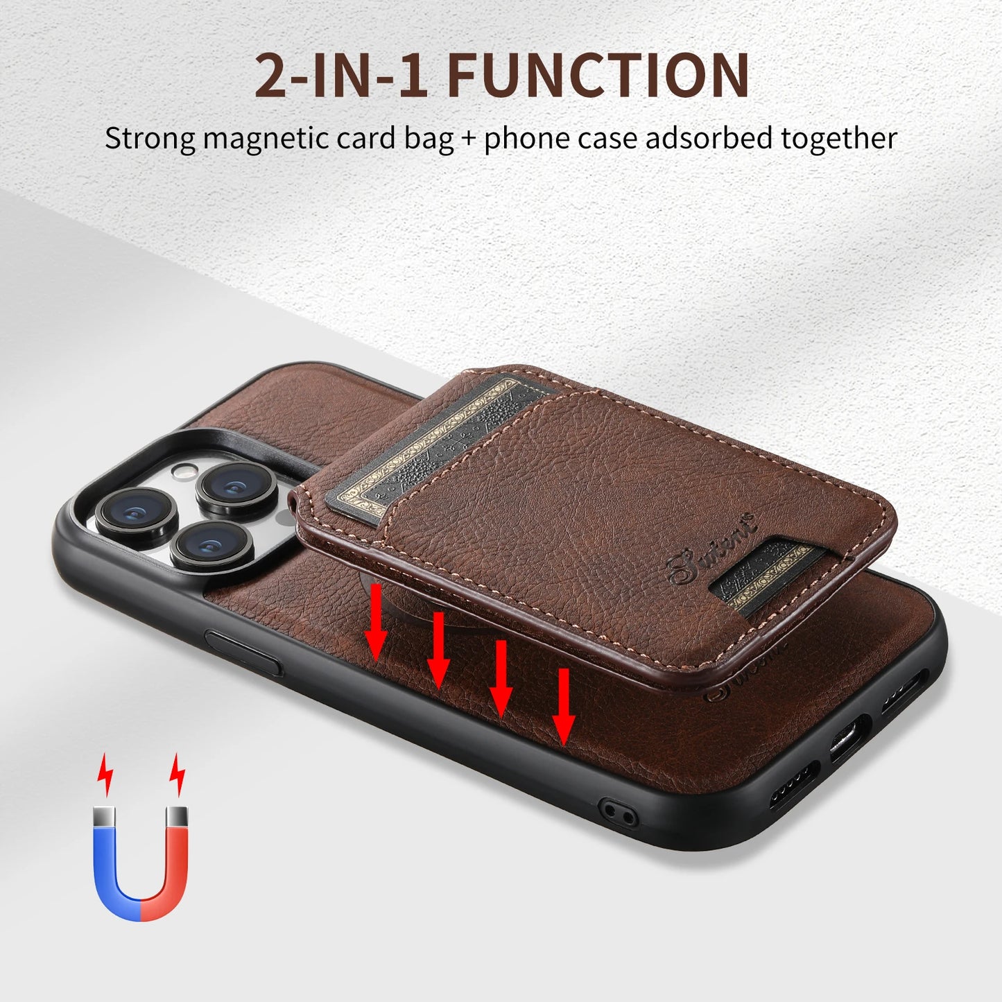 Leather Wallet Phone Case & Card Holder For iPhone