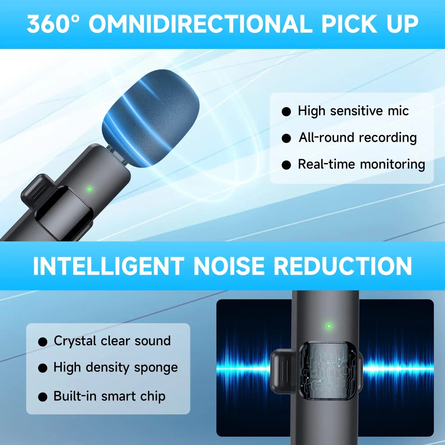 Wireless Portable Audio Recording Mic for Iphone & Android