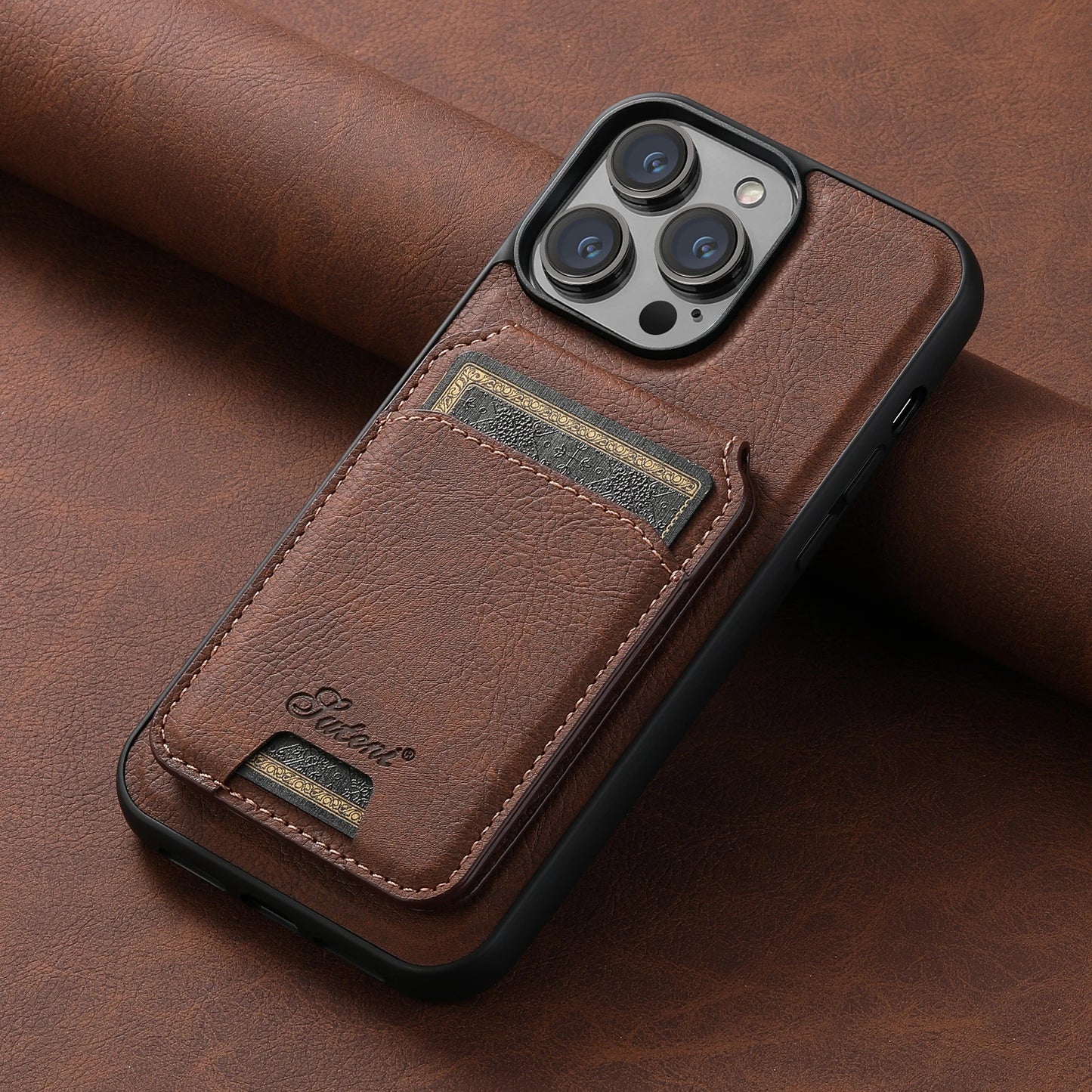 Leather Wallet Phone Case & Card Holder For iPhone