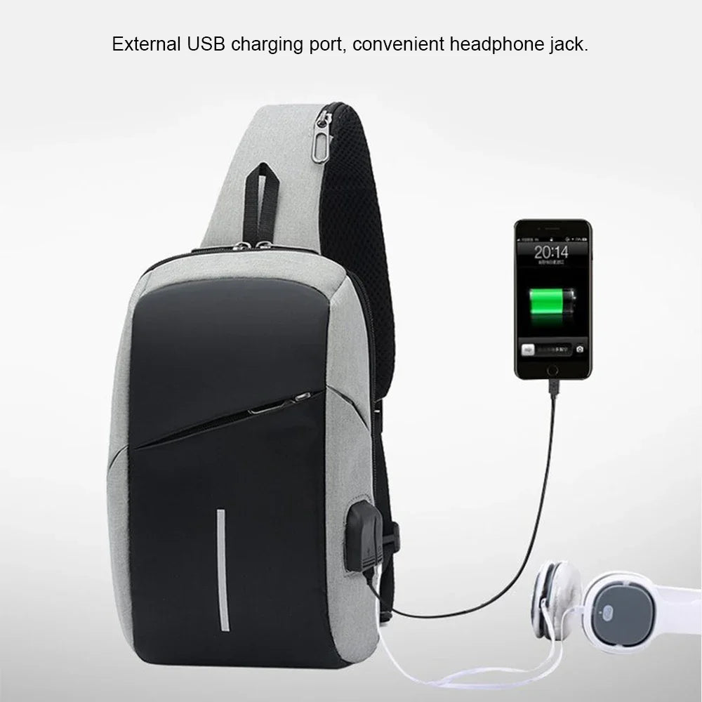 Waterproof Multifunctional Crossbody Bag with USB Charging Port