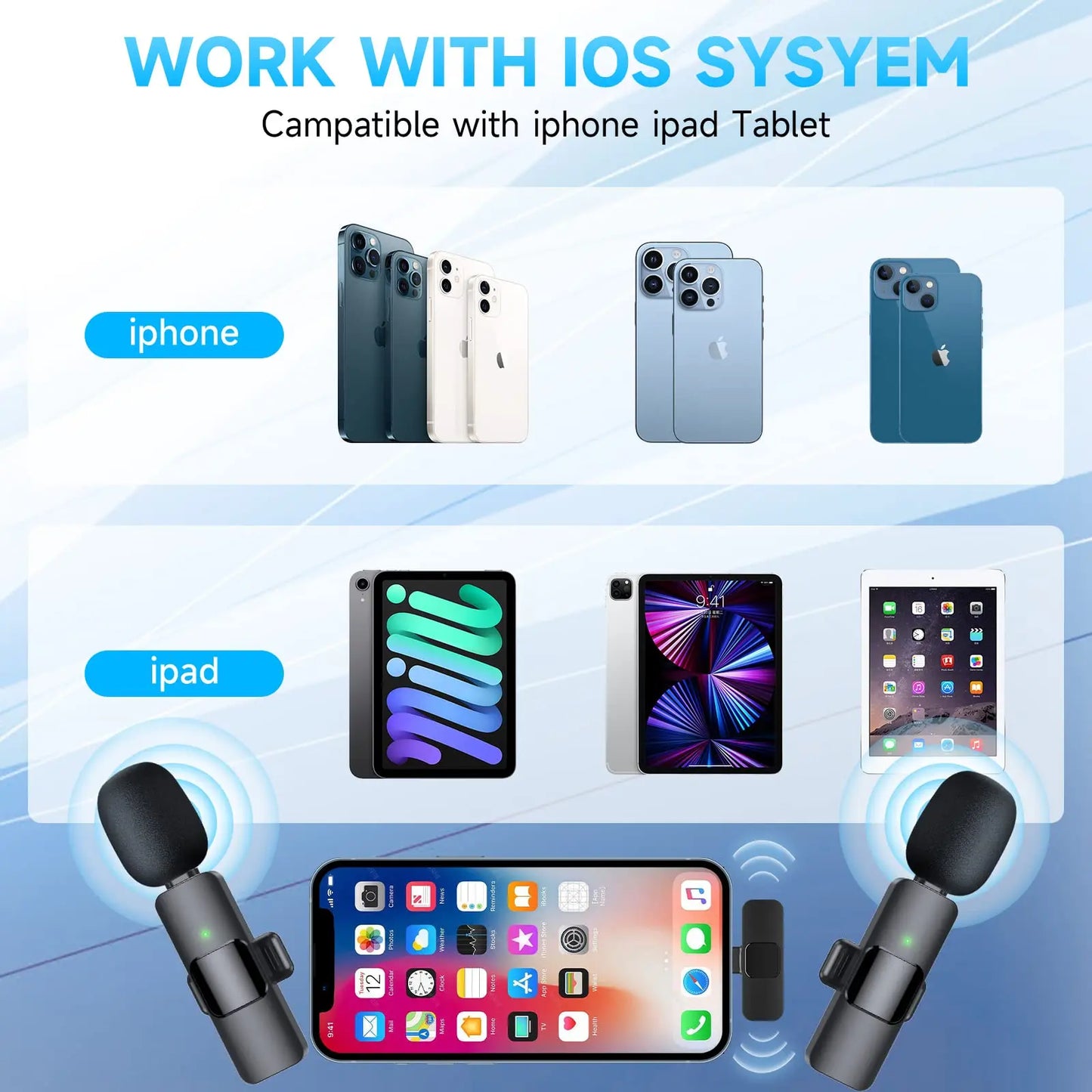 Wireless Portable Audio Recording Mic for Iphone & Android