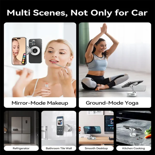 Home-single product magnetic suction cup phone mount for magsafe 360° adjustable magnetic car phone holder pocket size foldable car mount