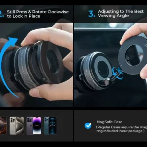 magnetic suction cup phone mount for magsafe 360° adjustable magnetic car phone holder pocket size foldable car mount