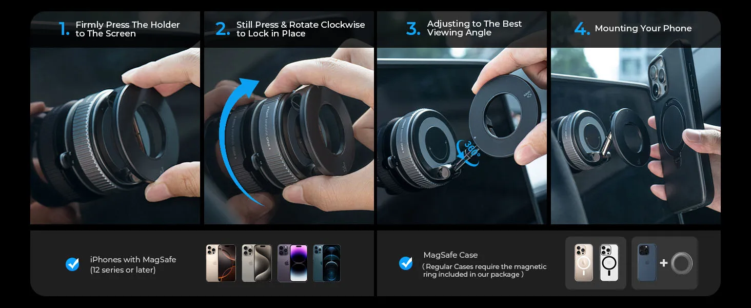 magnetic suction cup phone mount for magsafe 360° adjustable magnetic car phone holder pocket size foldable car mount magnetic suction cup phone mount for magsafe 360° adjustable magnetic car phone holder pocket size foldable car mount