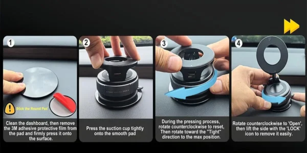 Home-single product magnetic suction cup phone mount for magsafe 360° adjustable magnetic car phone holder pocket size foldable car mount